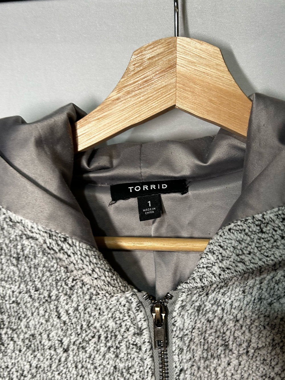 Torrid Grey Brushed Hacci Hooded A-Line Coat 1X - Picture 3 of 7